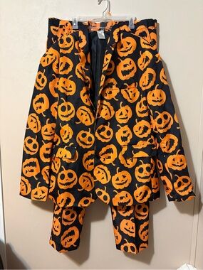 Spirit Jack O Lantern Suit Halloween Pumpkin Jacket Blazer Pant Set mensSize XXL